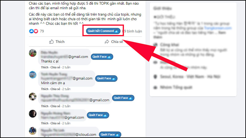 Cách xem địa chỉ email trên facebook người khác qua bình luận