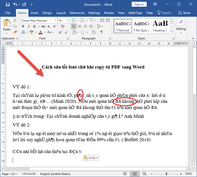 Cách sửa lỗi font chữ khi chuyển pdf sang word do sai bảng mã