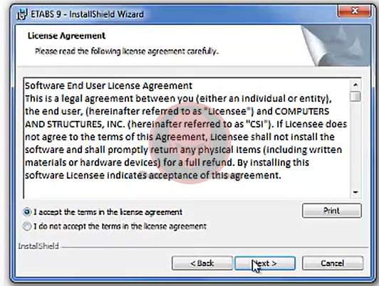 Click I accept the terms in the license agreement 