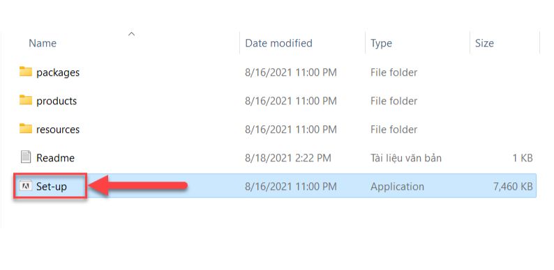 Chạy file Setup để bắt đầu cài đặt Adobe Premiere Pro CC 2021