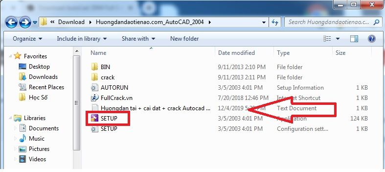 Chạy file Setup để bắt đầu quá trình cài đặt Autocad 2004