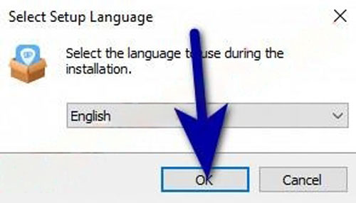 Lựa chọn ngôn ngữ và nhấn OK