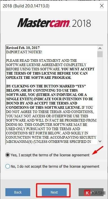 Nhấn chọn vào Yes, I accept terms of the license agreement để đồng ý với các điều khoản của phần mềm và nhấn Next