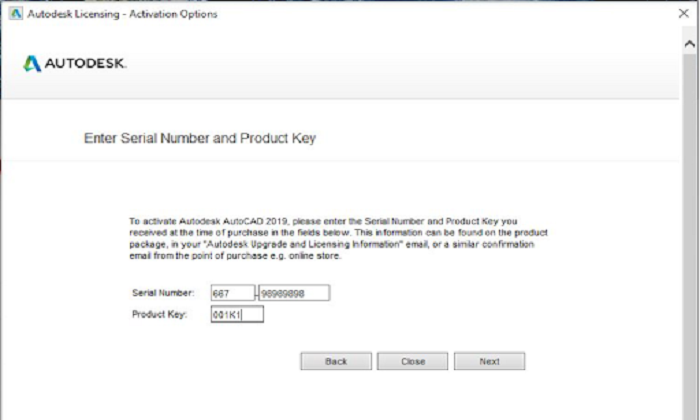 Nhập hai thông tin vào mục Serial Number và Product Key