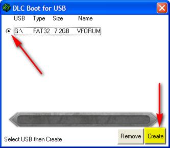 Tích chọn ổ USB hoặc HDD Box và nhấn chọn Create