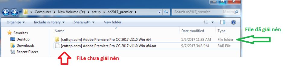 Tiến hành giải nén file Adobe Premiere Pro CC 2017 full crac'k đã tải về