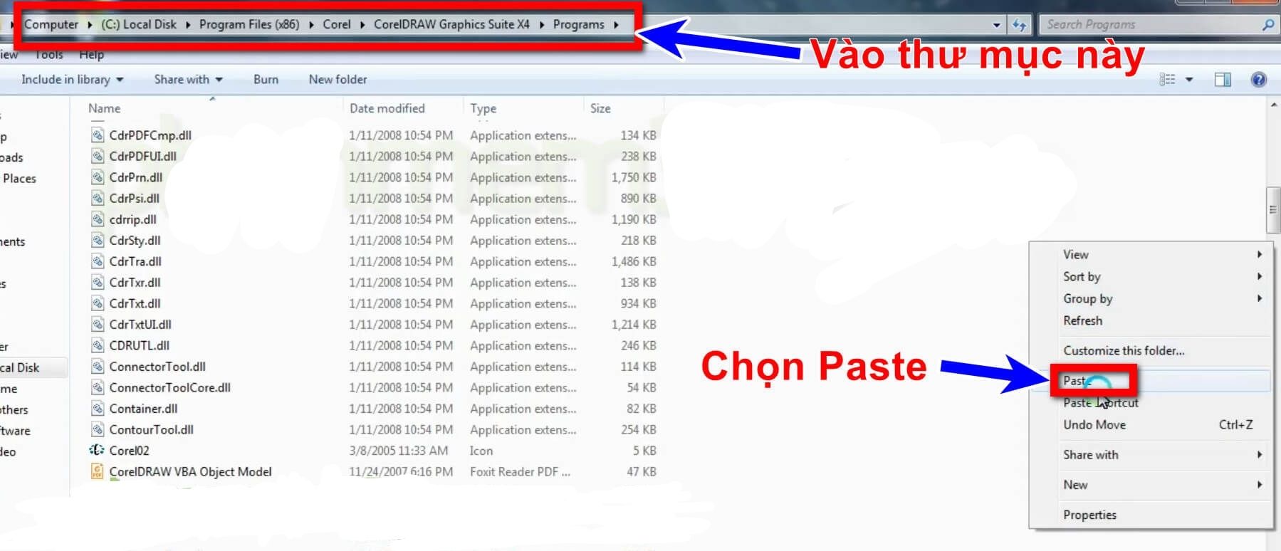 Tiến hành paste file đã copy vào ổ C