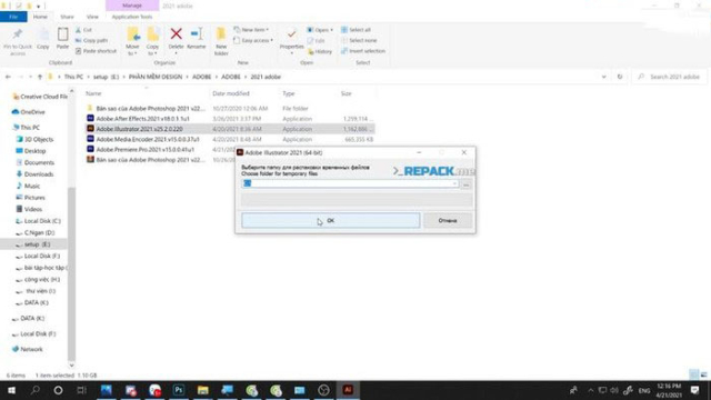 Chọn Adobe Illustrator 2021 sau đó bấm OK